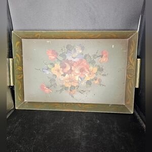 Vintage hand  painted metal‎ tray